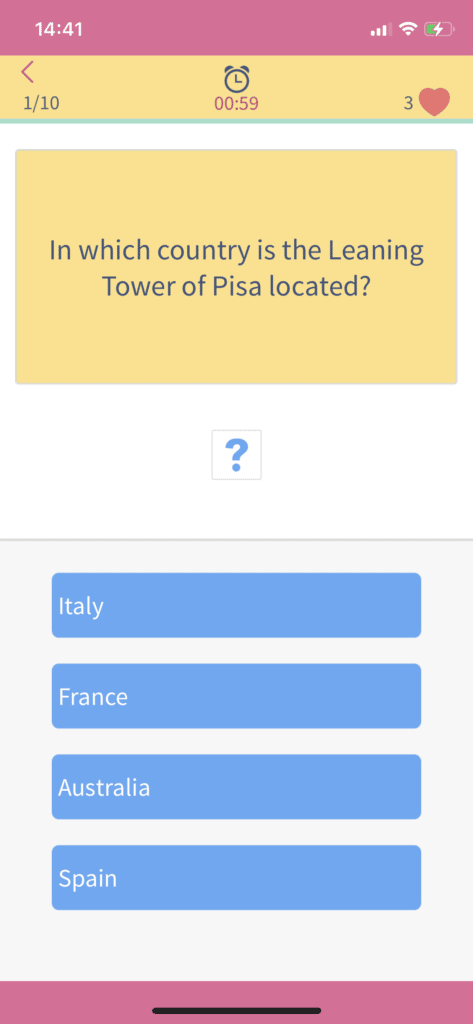 Fig 2. Screenshot taken by Anastasia Voloshina from the app Trivia360, Smart Owl Apps, 2021.