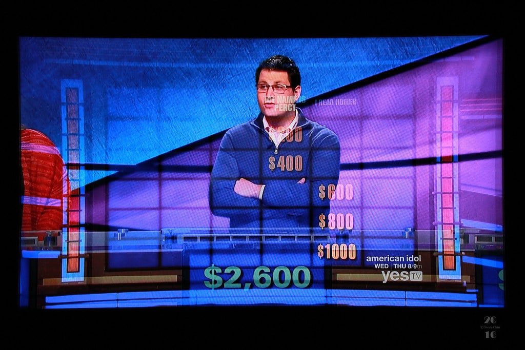 Contestant and gameboard on Jeopardy! 