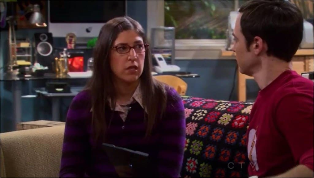 Mayim Bialik in a scene from The Big Bang Theory.