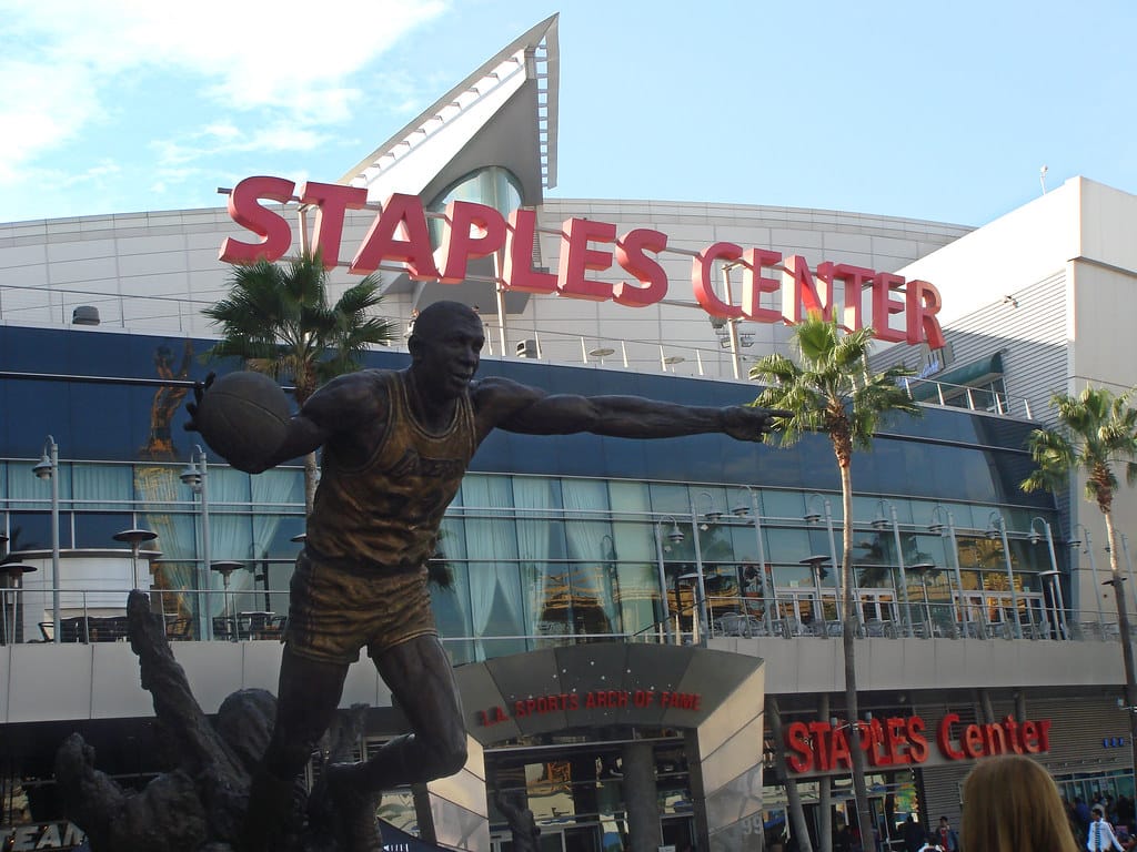 Magic Johnson statue outside the Staples Center