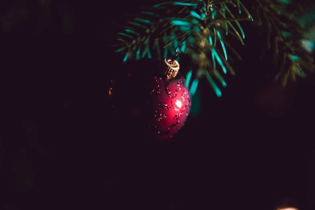 Close up of an ornament on a Christmas tree
