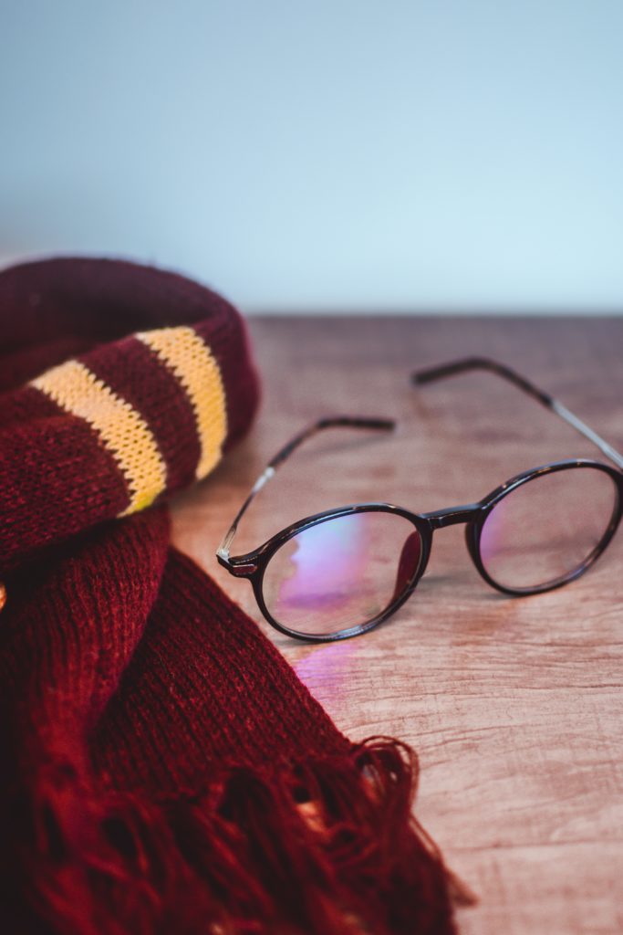 Harry Potter scarf and glasses