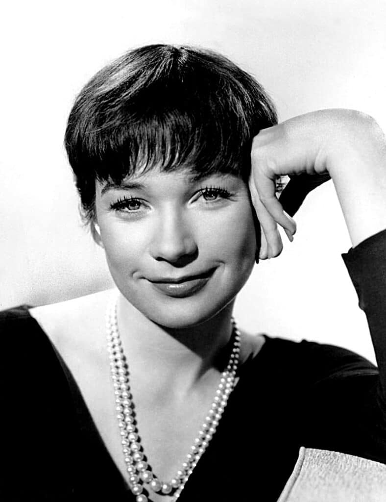 Black and white photo of actress Shirley MacLaine