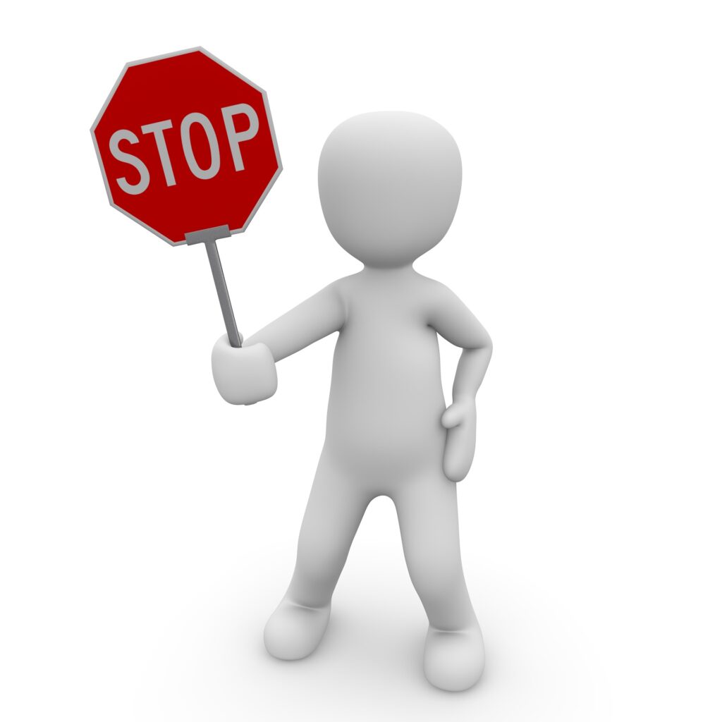 Illustration of a figure holding a stop sign