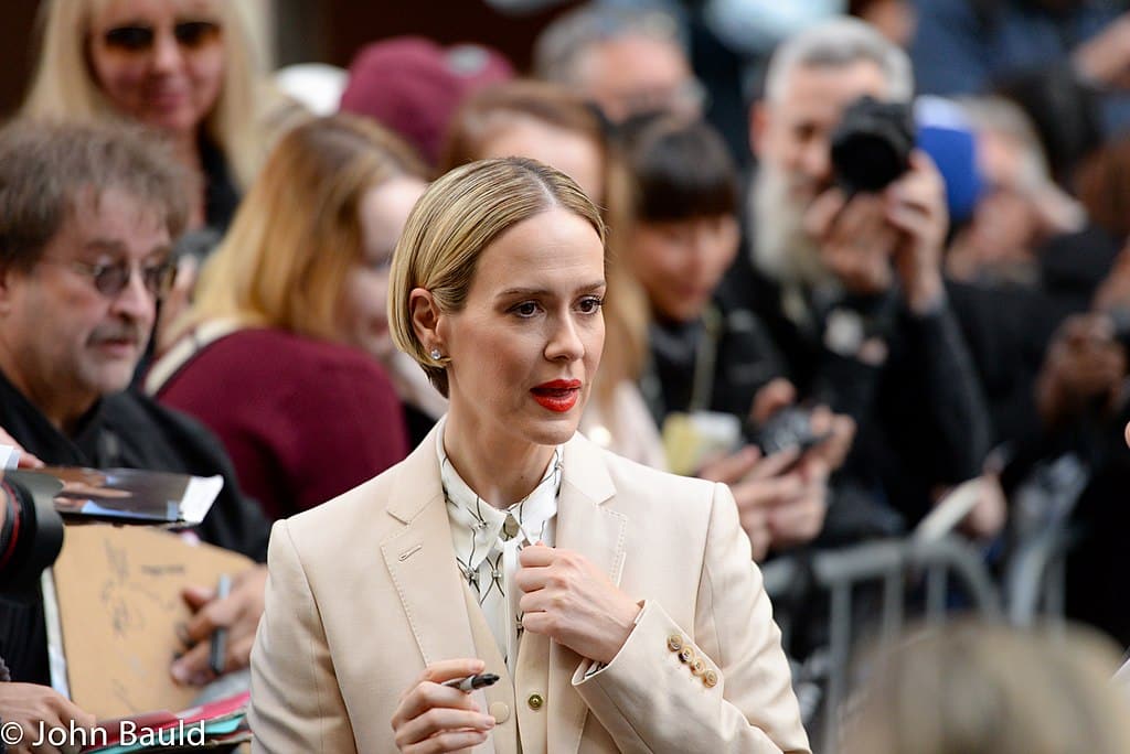 Photo of Sarah Paulson in a beige suit