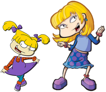 Angelica Pickles from Rugrats as a kid and as an adult