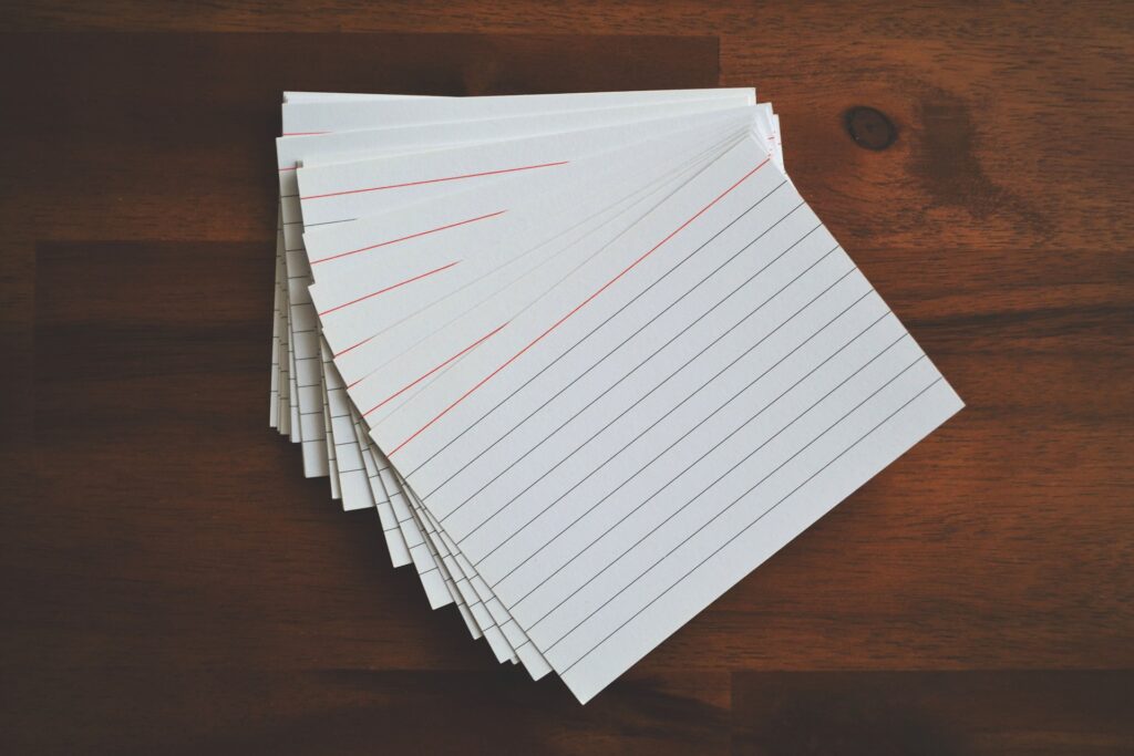 Blank white index cards