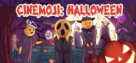 Art for the Cinemoji: Halloween game. Features various pumpkin creatures in Halloween costumes,