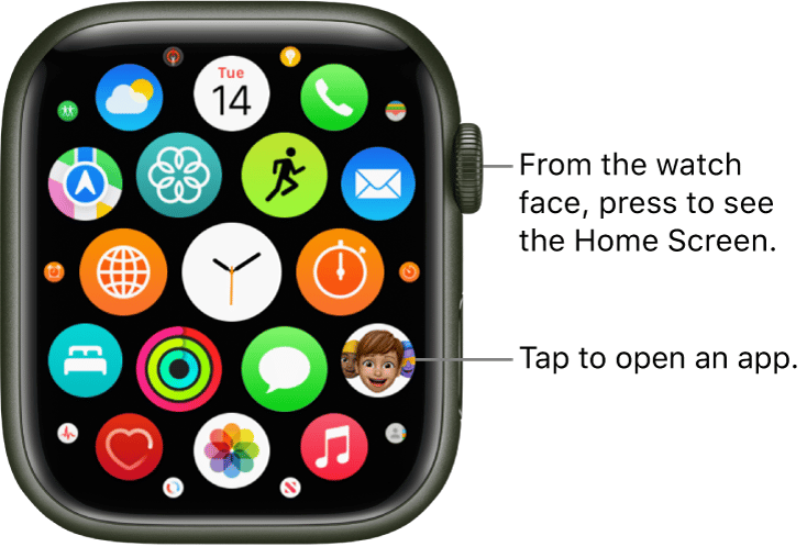 Photo of an Apple Watch's home screen