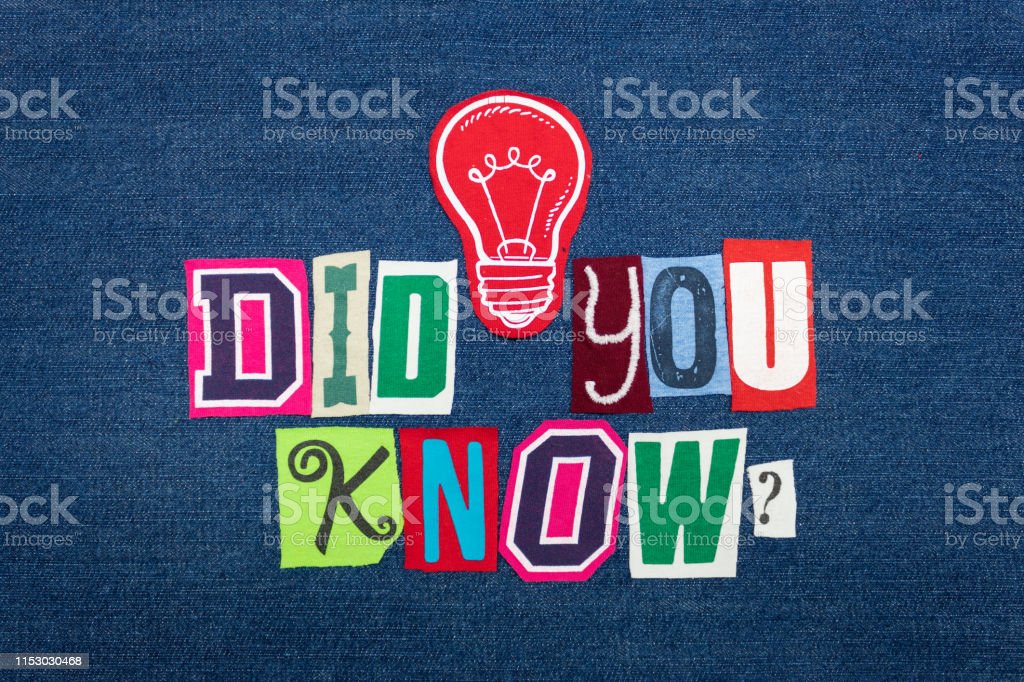 Illustration of cut-out individual letters spelling “Did You Know?” appear lying atop a denim background