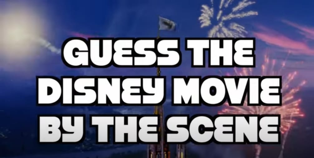 Screenshot of Cool Trivia's Disney quiz. Disney castle with fireworks in the background, with text in front that reads "Guess the Disney Movie by the scene"