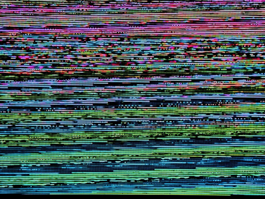 Colorful static on a TV screen