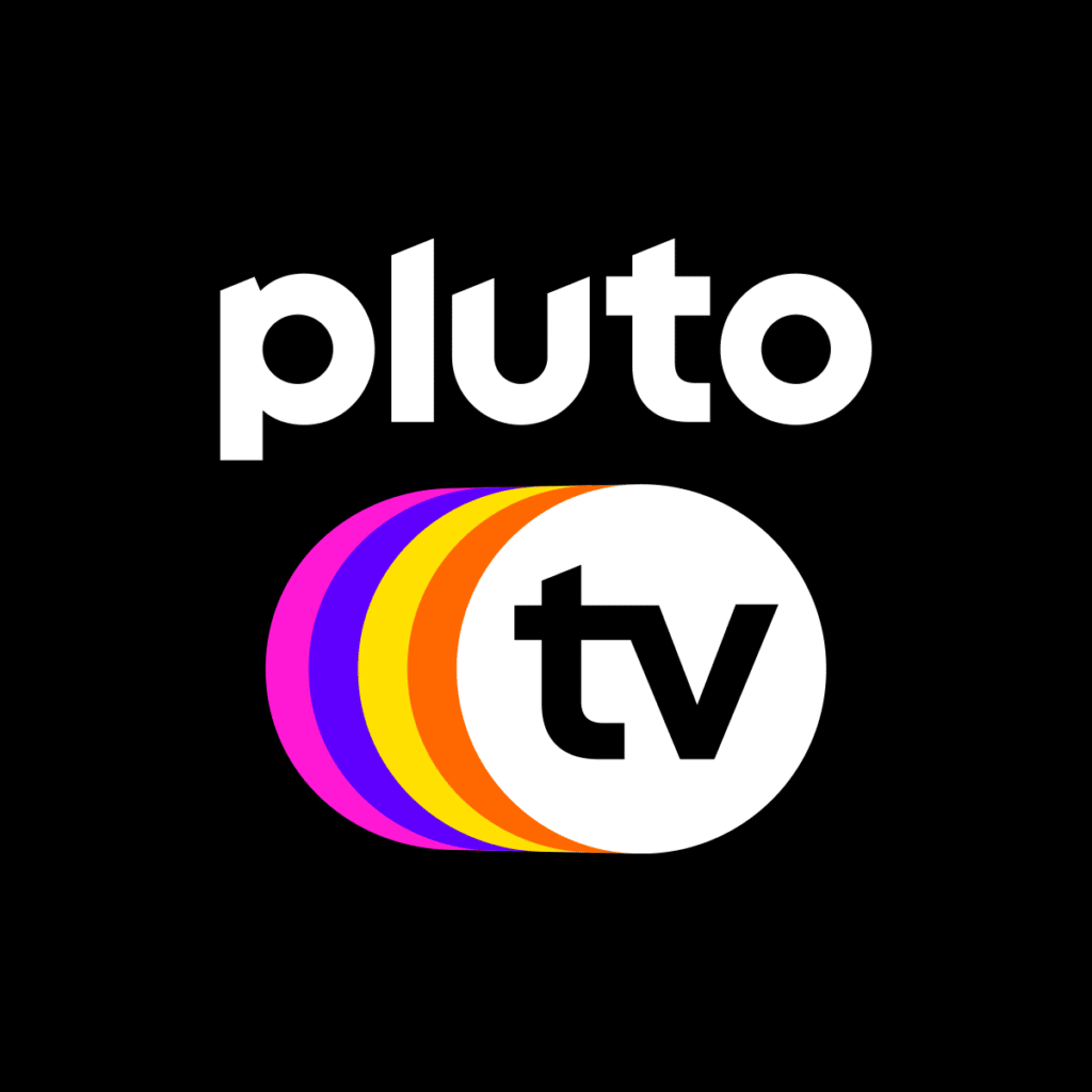 Pluto TV logo against a black background