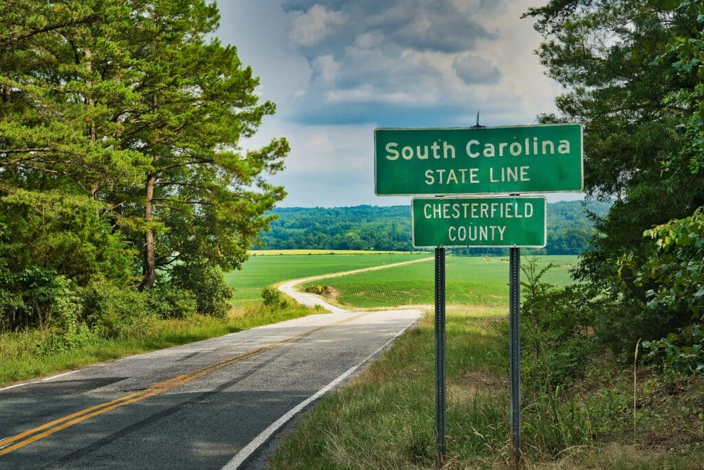 A picture of the scenery at the NC/SC state line as it looks when crossing into South Carolina (God's Country) in small town Pageland, SC.
