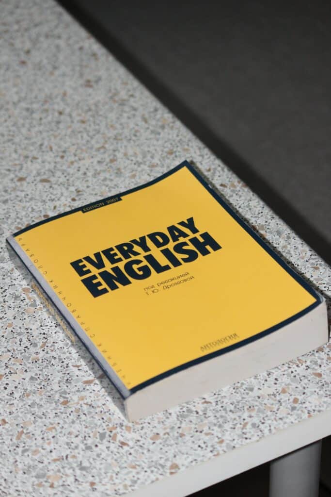 Photo of a yellow book called "Everyday English"