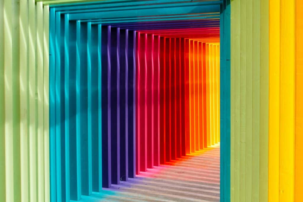 A hallways of a multiple colors