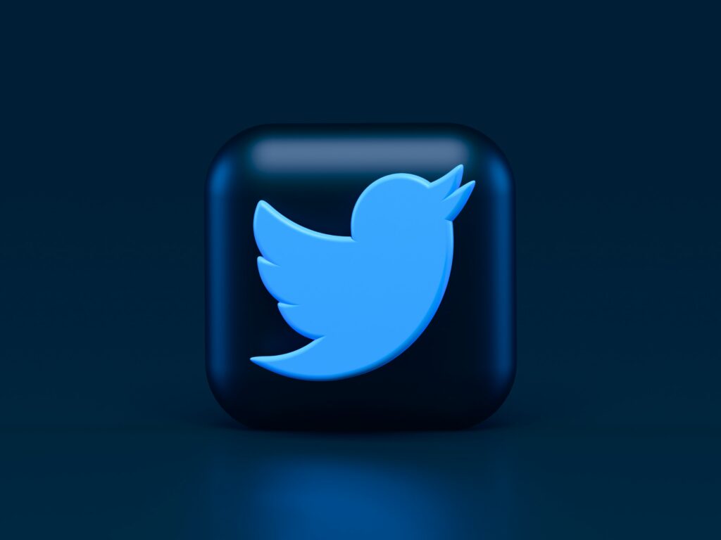 Twitter logo on a 3D block