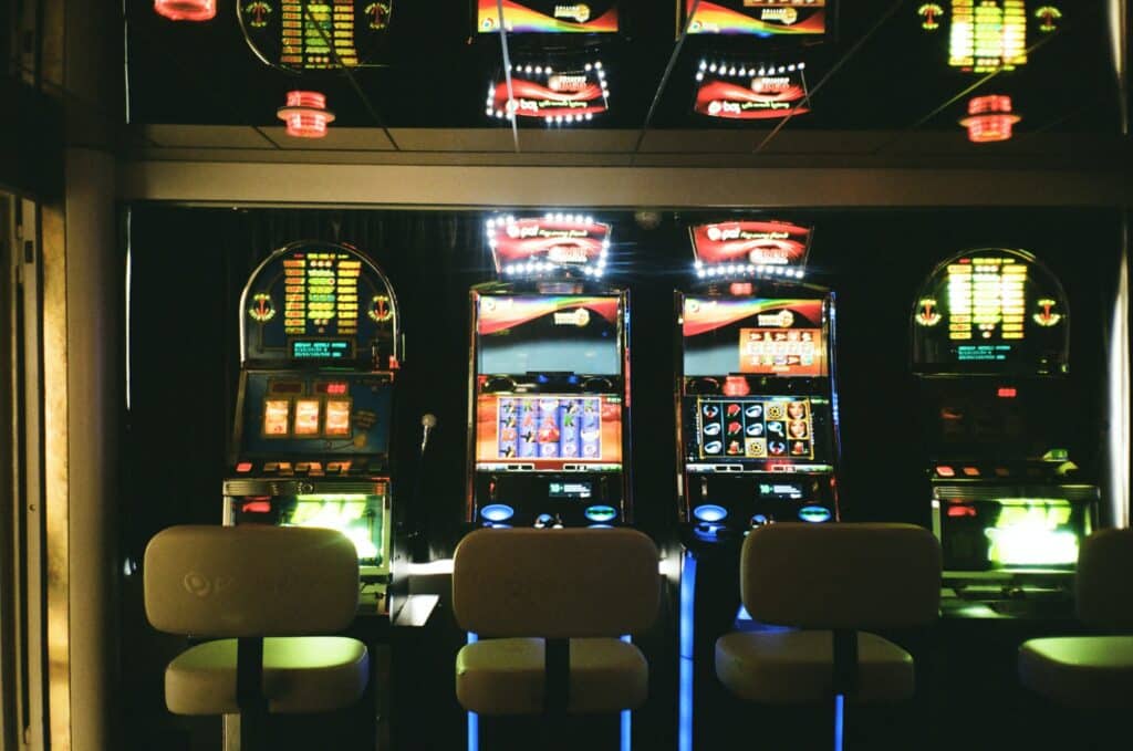 Old school slot machines in a casino
