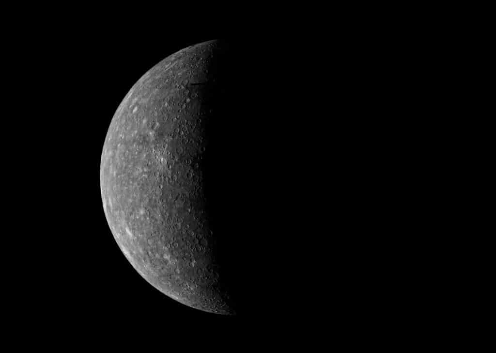 Mariner 10's first image of Mercury from 3 million+ miles