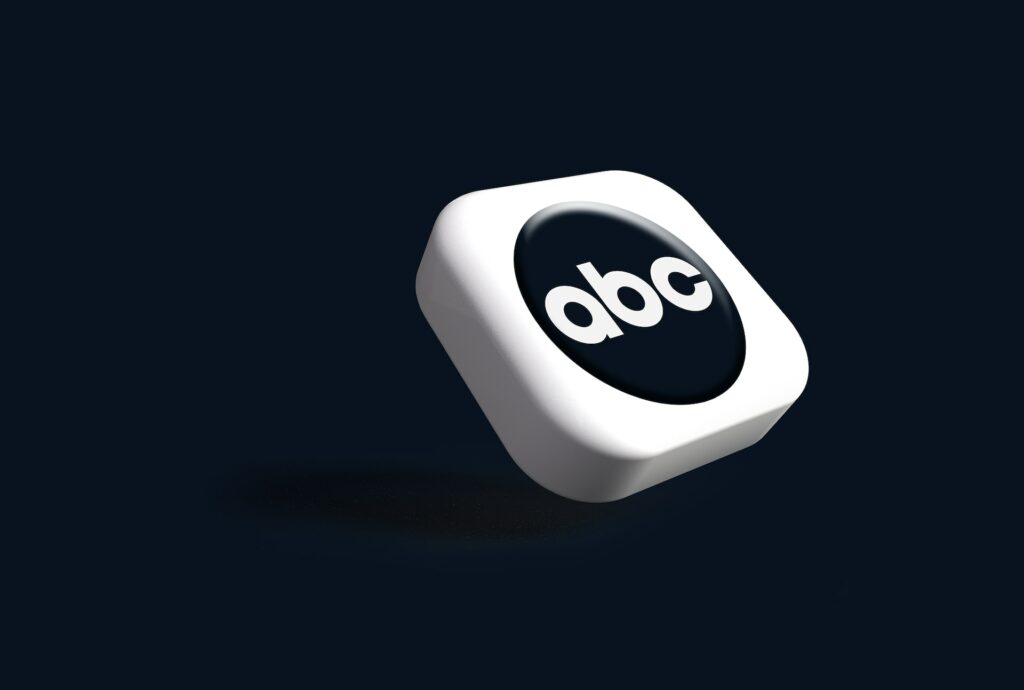 3D ABC logo against a black background