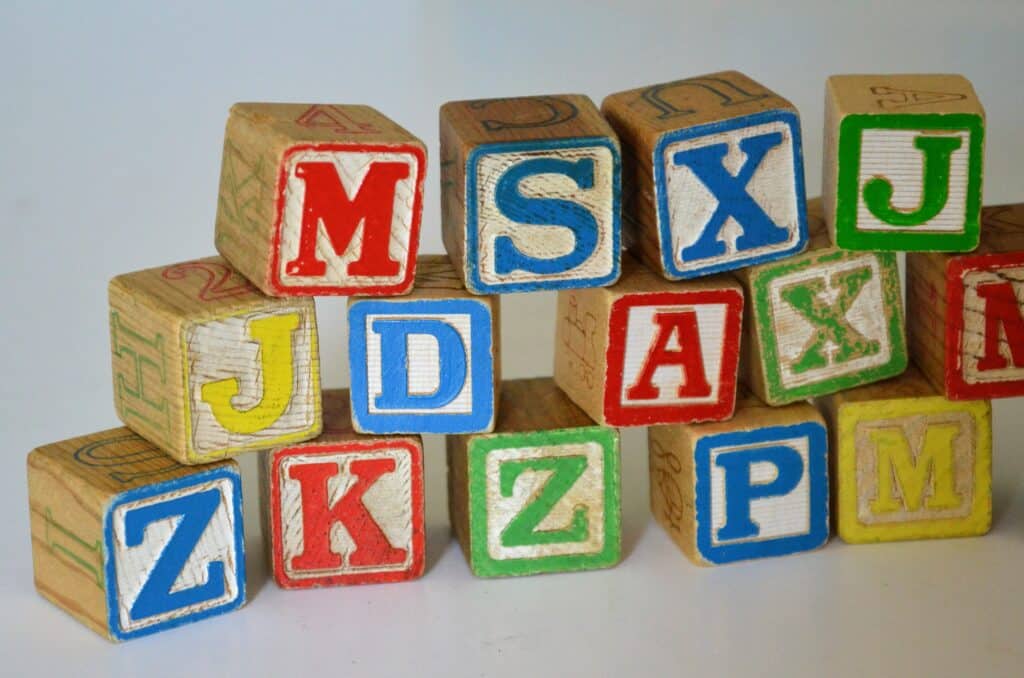 Photo of multicolored letter blocks
