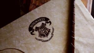 Photo of an envelope with the Hogwarts logo and insignia on it from Harry Potter