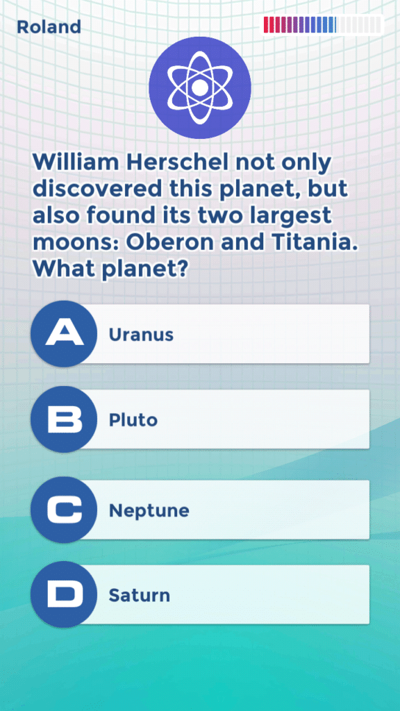 Question screen on the Knowledge Trainer: Trivia app