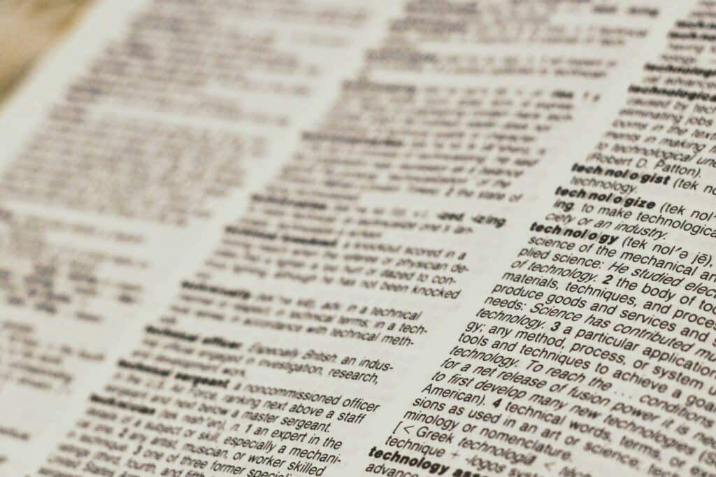 Close up photo of a dictionary page