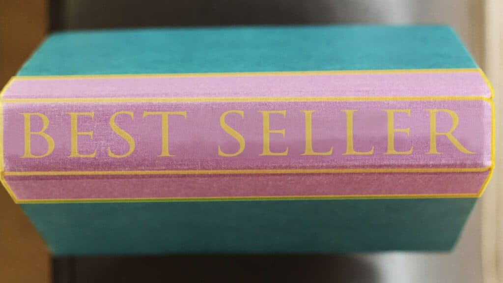 book spine with the words "best seller" on it