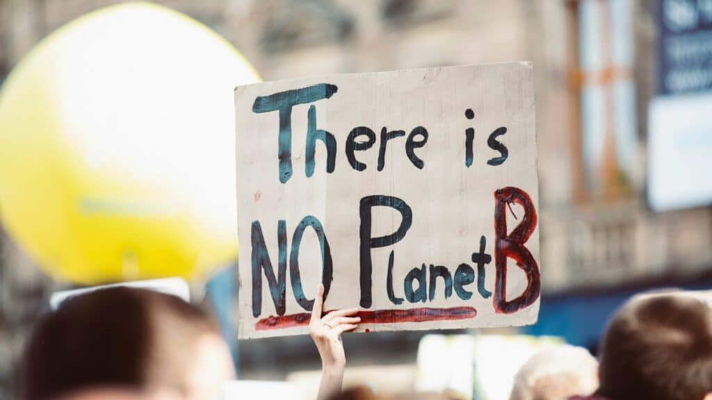 placard in a environmental protest