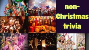 photos of various holiday scenes; text