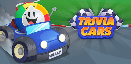 Photo from Google of the wheel from Trivia in a race car, next to the Trivia Cars logo. 