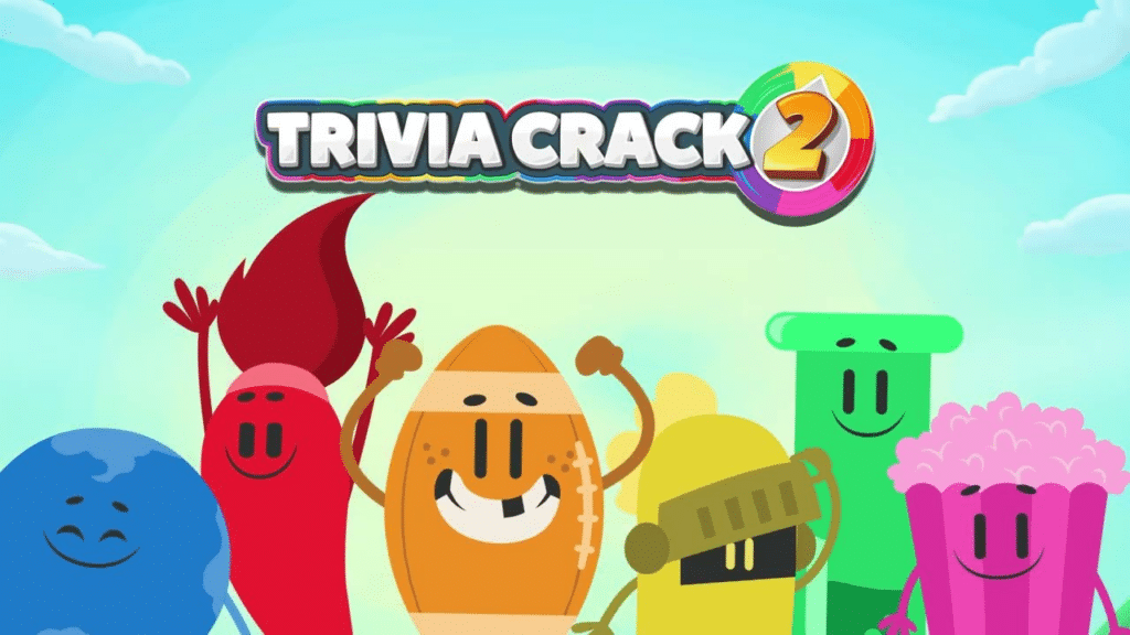 Photo from Google Play of all the Trivia Crack characters under the Trivia Crack 2 logo. 